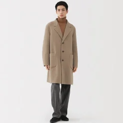 Hot Muji Abrigo Chesterfield de mezcla de lana merina para hombre