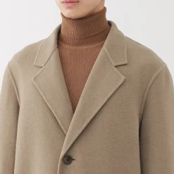 Hot Muji Abrigo Chesterfield de mezcla de lana merina para hombre