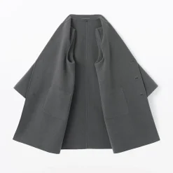Hot Muji Abrigo Chesterfield de mezcla de lana merina para hombre