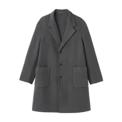 Hot Muji Abrigo Chesterfield de mezcla de lana merina para hombre