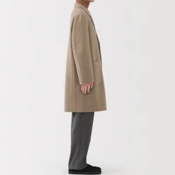 Hot Muji Abrigo Chesterfield de mezcla de lana merina para hombre