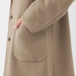 Hot Muji Abrigo Chesterfield de mezcla de lana merina para hombre