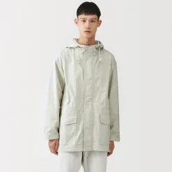 Online Muji Abrigo con capucha de algodón ligero para hombre