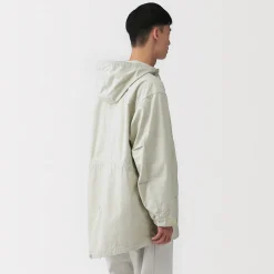 Online Muji Abrigo con capucha de algodón ligero para hombre