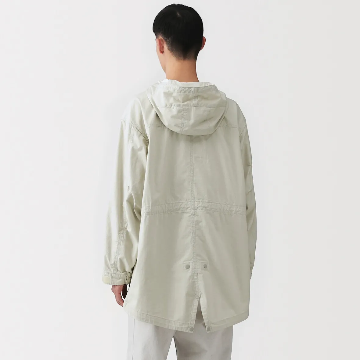 Online Muji Abrigo con capucha de algodón ligero para hombre