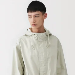 Online Muji Abrigo con capucha de algodón ligero para hombre