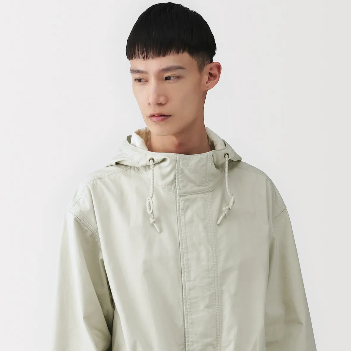 Online Muji Abrigo con capucha de algodón ligero para hombre