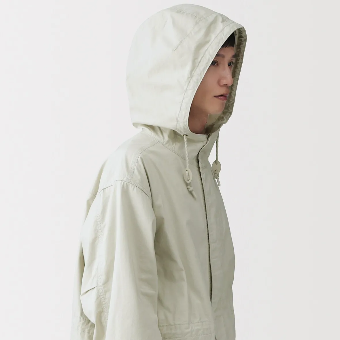 Online Muji Abrigo con capucha de algodón ligero para hombre