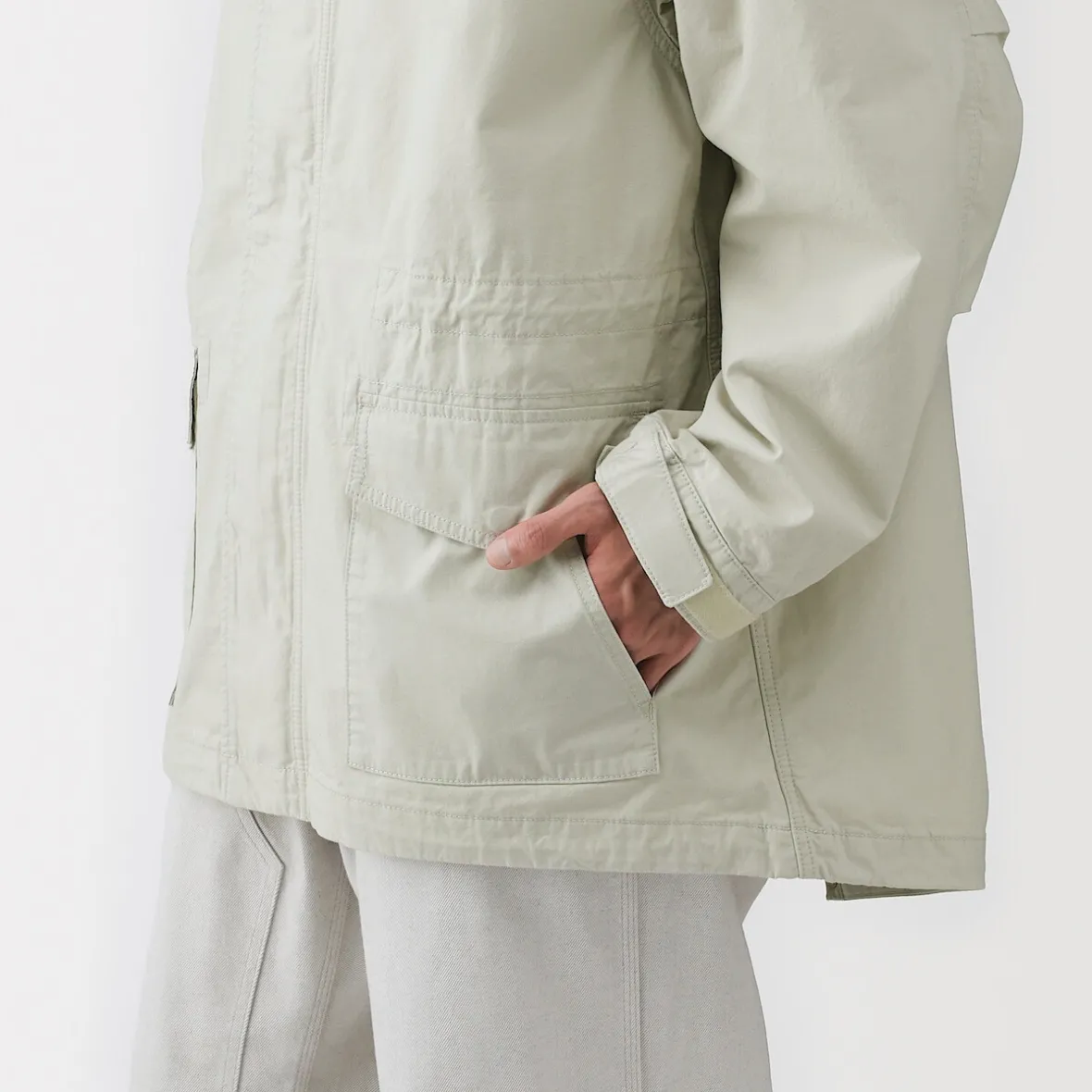 Online Muji Abrigo con capucha de algodón ligero para hombre