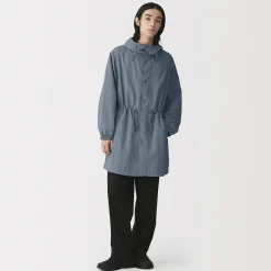 Hot Muji Abrigo con capucha de nailon reciclado repelente al agua para hombre