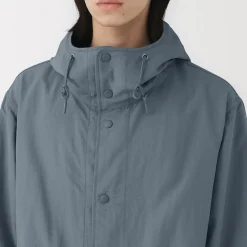 Hot Muji Abrigo con capucha de nailon reciclado repelente al agua para hombre