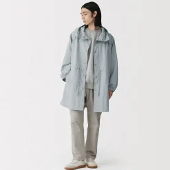 Hot Muji Abrigo con capucha de nailon reciclado repelente al agua para hombre