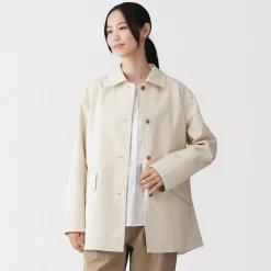Hot Muji Abrigo con cuello alto en sarga de algodón repelente al agua para mujer