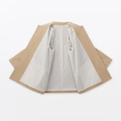 Hot Muji Abrigo con cuello alto en sarga de algodón repelente al agua para mujer