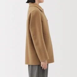 New Muji Abrigo corto de mezcla de lana merino para mujer