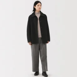 New Muji Abrigo corto de mezcla de lana merino para mujer