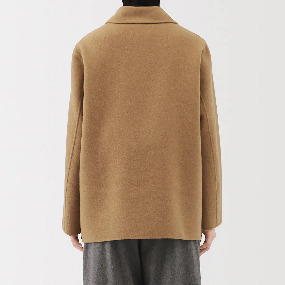 New Muji Abrigo corto de mezcla de lana merino para mujer