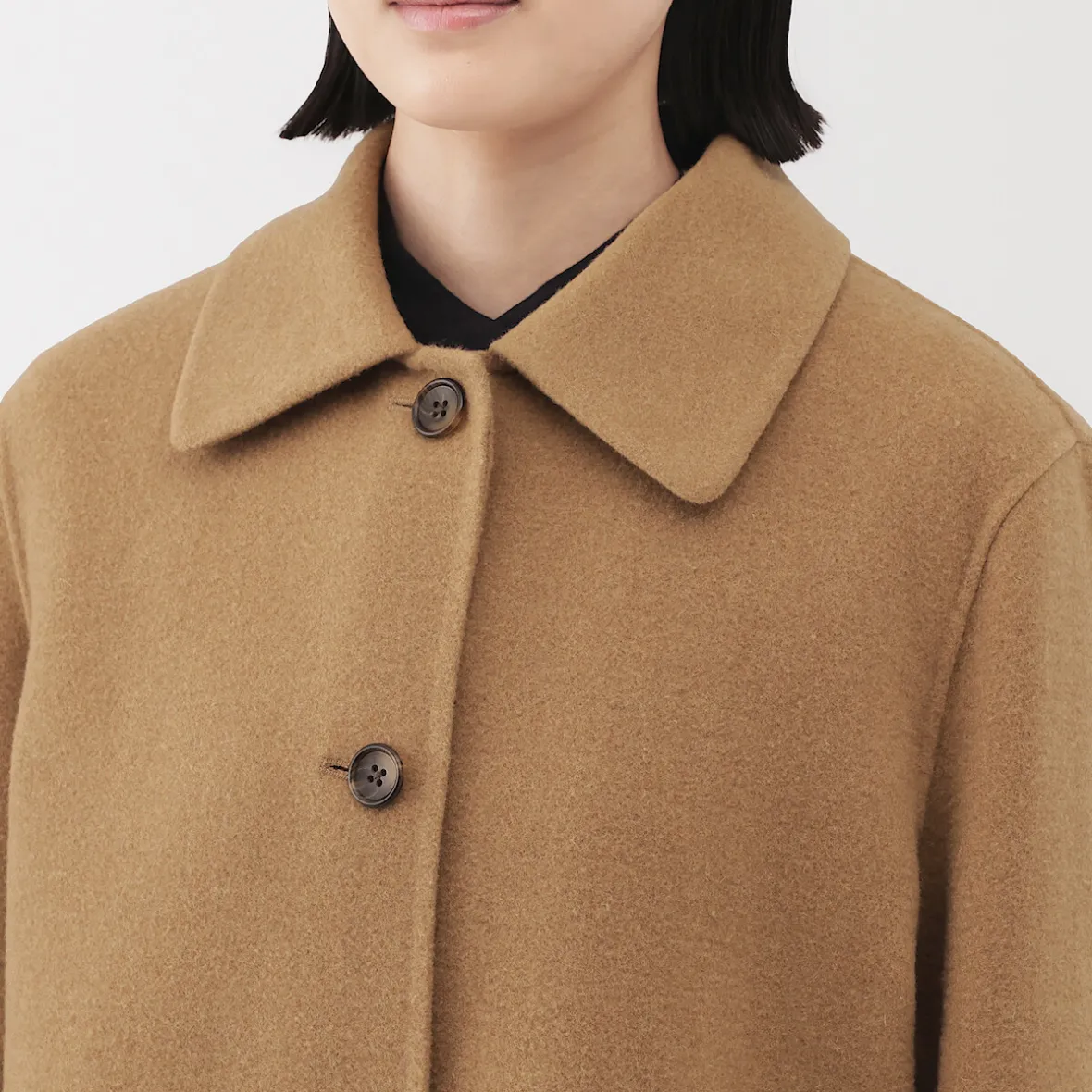 New Muji Abrigo corto de mezcla de lana merino para mujer