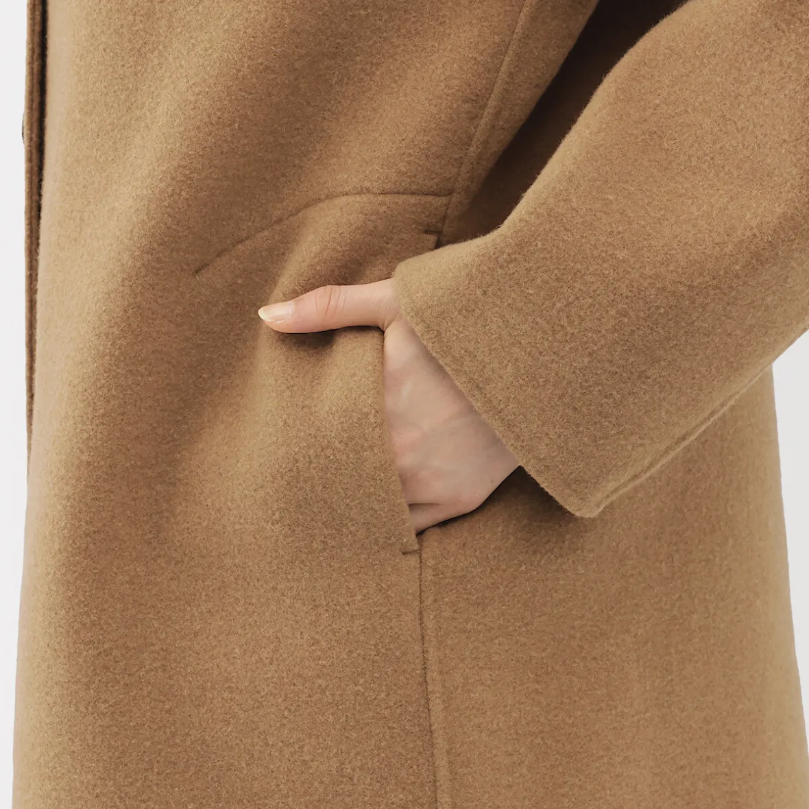 New Muji Abrigo corto de mezcla de lana merino para mujer