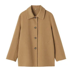 New Muji Abrigo corto de mezcla de lana merino para mujer