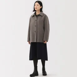 New Muji Abrigo corto de mezcla de lana merino para mujer