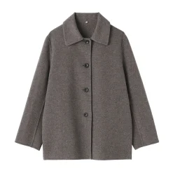 New Muji Abrigo corto de mezcla de lana merino para mujer