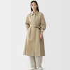 Discount Muji Abrigo de algodón repelente al agua con botonadura simple para mujer