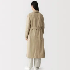 Discount Muji Abrigo de algodón repelente al agua con botonadura simple para mujer