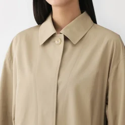 Discount Muji Abrigo de algodón repelente al agua con botonadura simple para mujer