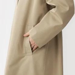 Discount Muji Abrigo de algodón repelente al agua con botonadura simple para mujer