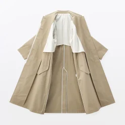 Discount Muji Abrigo de algodón repelente al agua con botonadura simple para mujer
