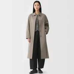 Discount Muji Abrigo de algodón repelente al agua con botonadura simple para mujer