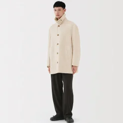 Clearance Muji Abrigo de botonadura simple en mezcla de cachemira reciclada para hombre