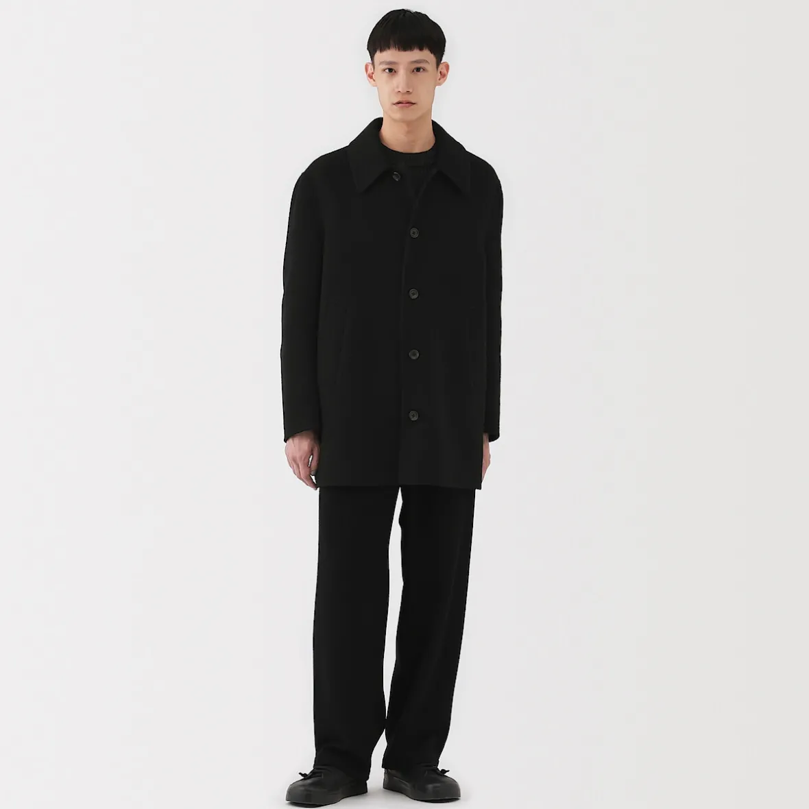 Clearance Muji Abrigo de botonadura simple en mezcla de cachemira reciclada para hombre