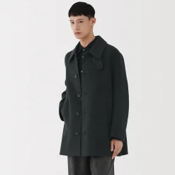 Clearance Muji Abrigo de botonadura simple en mezcla de cachemira reciclada para hombre