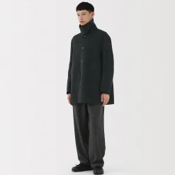 Clearance Muji Abrigo de botonadura simple en mezcla de cachemira reciclada para hombre