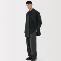 Clearance Muji Abrigo de botonadura simple en mezcla de cachemira reciclada para hombre