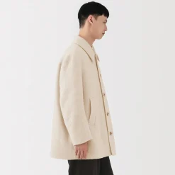 Clearance Muji Abrigo de botonadura simple en mezcla de cachemira reciclada para hombre