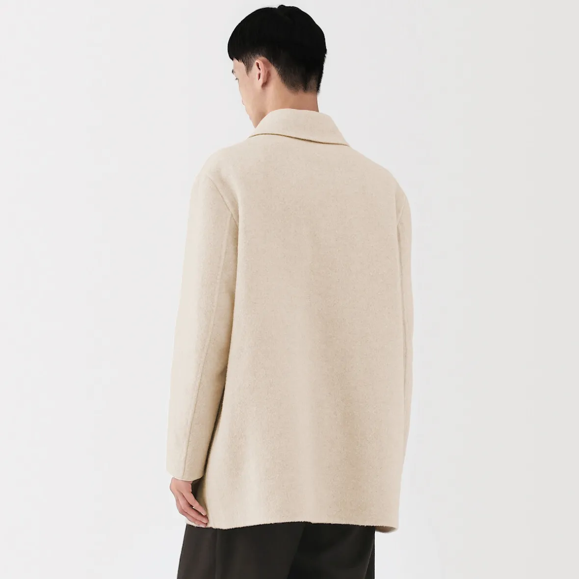 Clearance Muji Abrigo de botonadura simple en mezcla de cachemira reciclada para hombre