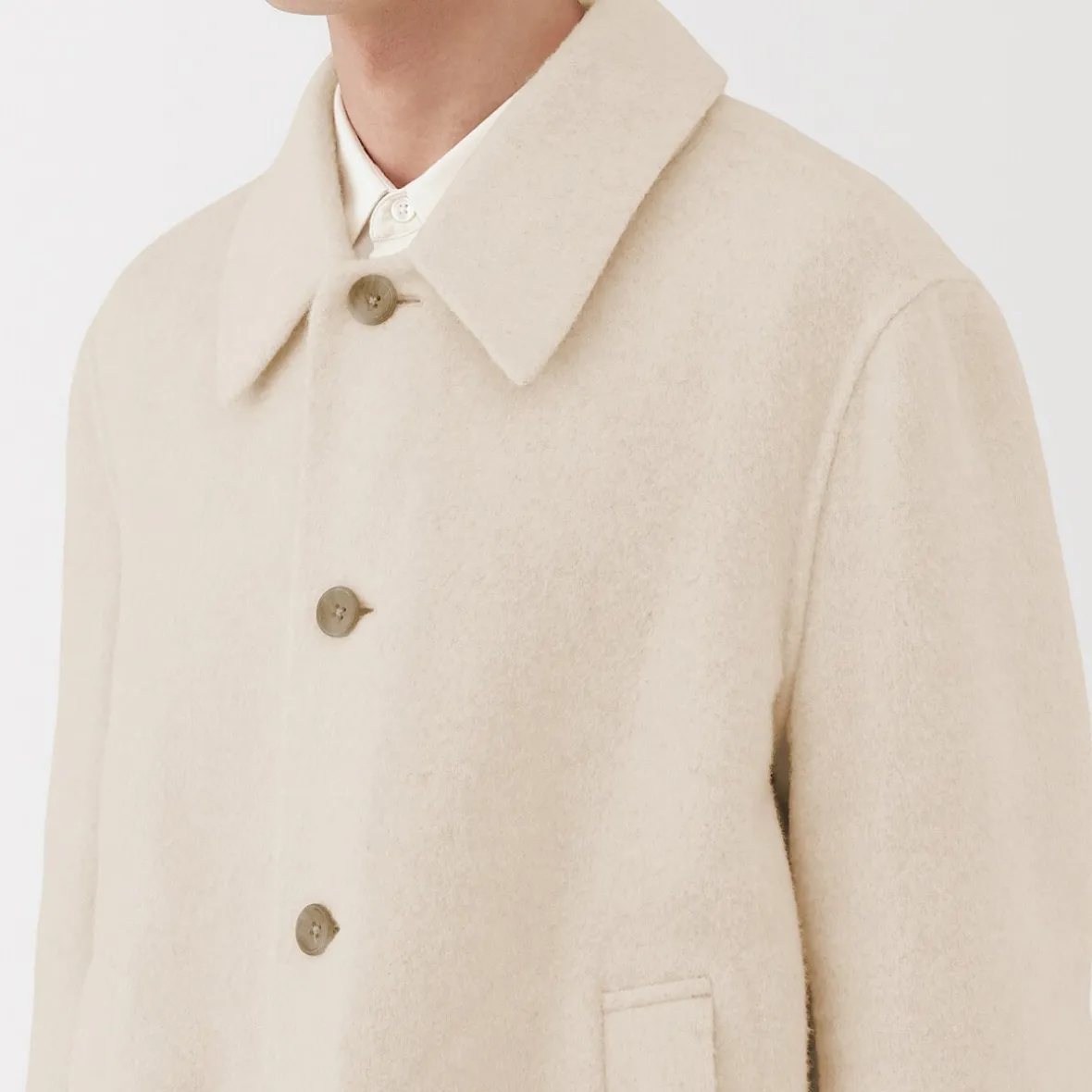 Clearance Muji Abrigo de botonadura simple en mezcla de cachemira reciclada para hombre