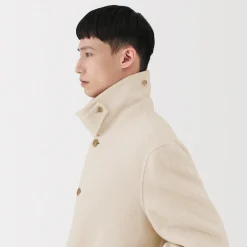 Clearance Muji Abrigo de botonadura simple en mezcla de cachemira reciclada para hombre