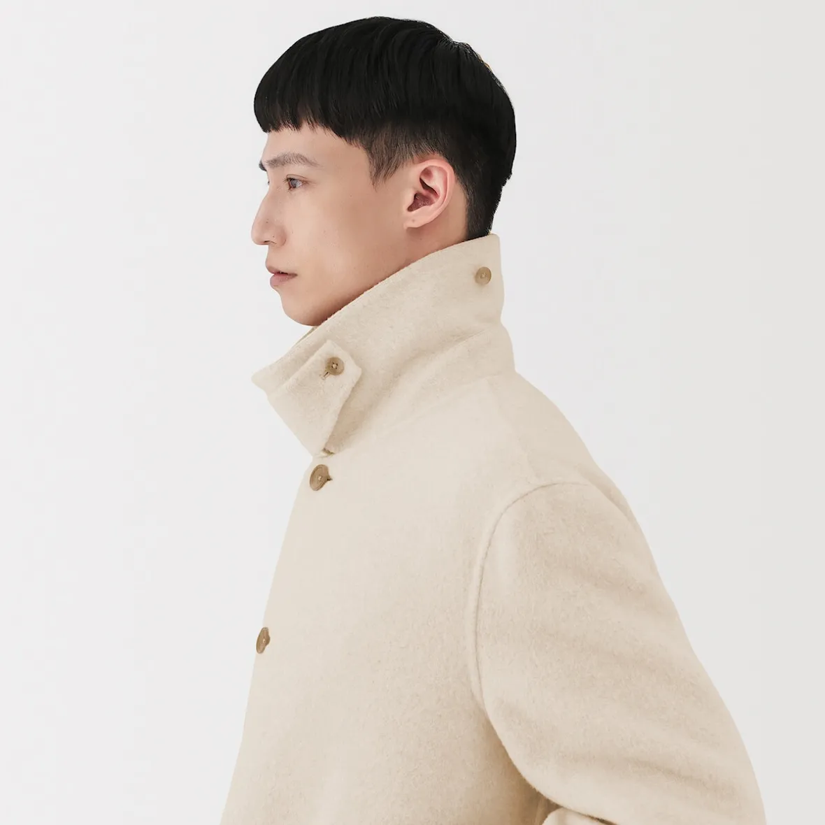 Clearance Muji Abrigo de botonadura simple en mezcla de cachemira reciclada para hombre