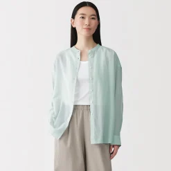 Best Muji Blusa de algodón orgánico de alta torsión para mujer