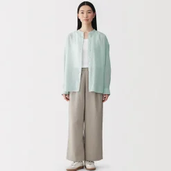 Best Muji Blusa de algodón orgánico de alta torsión para mujer