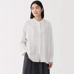 Best Muji Blusa de algodón orgánico de alta torsión para mujer