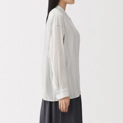 Best Muji Blusa de algodón orgánico de alta torsión para mujer