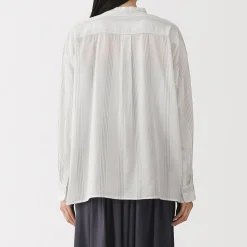 Best Muji Blusa de algodón orgánico de alta torsión para mujer
