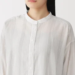 Best Muji Blusa de algodón orgánico de alta torsión para mujer