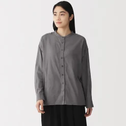 Best Muji Blusa de algodón orgánico de alta torsión para mujer