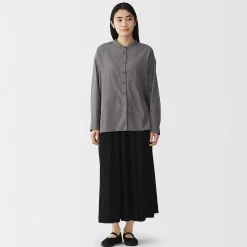 Best Muji Blusa de algodón orgánico de alta torsión para mujer